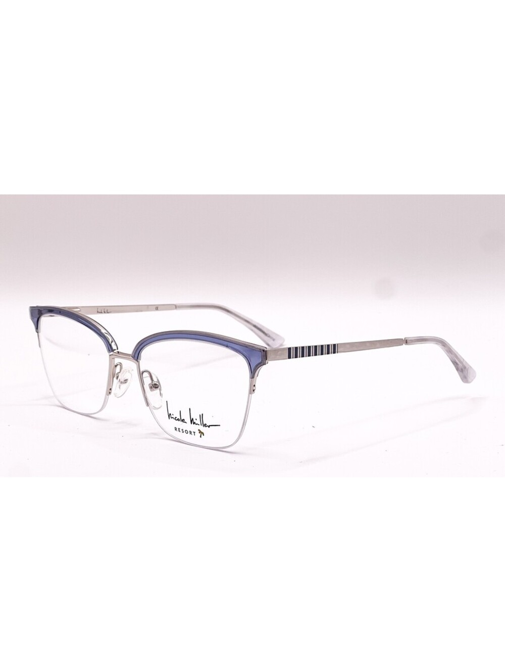 Nicole Miller Cannes C02 Trans Denim Square Authentic Eyeglass Frames 53-17-132 - Picture 1 of 5